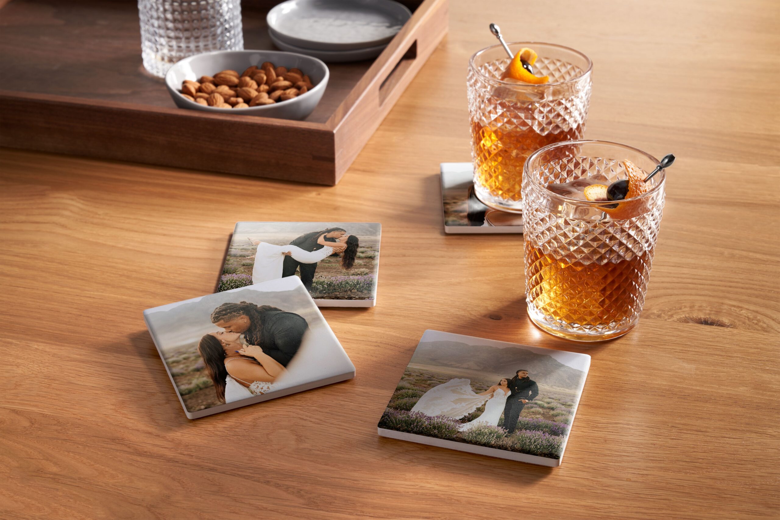 custom photo coasters with wedding photos