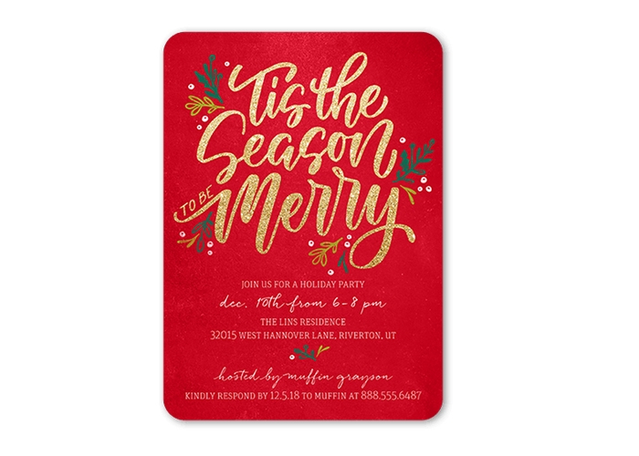 A red and festive Christmas party invite.