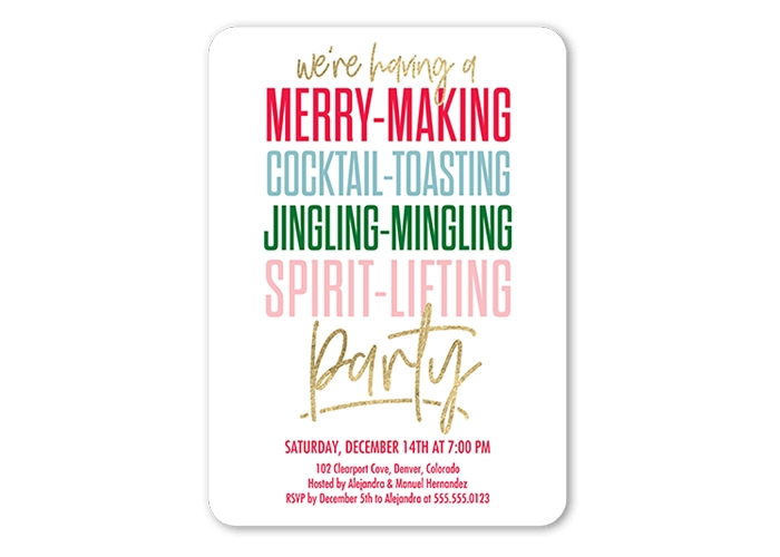 A colorful holiday party invitation.